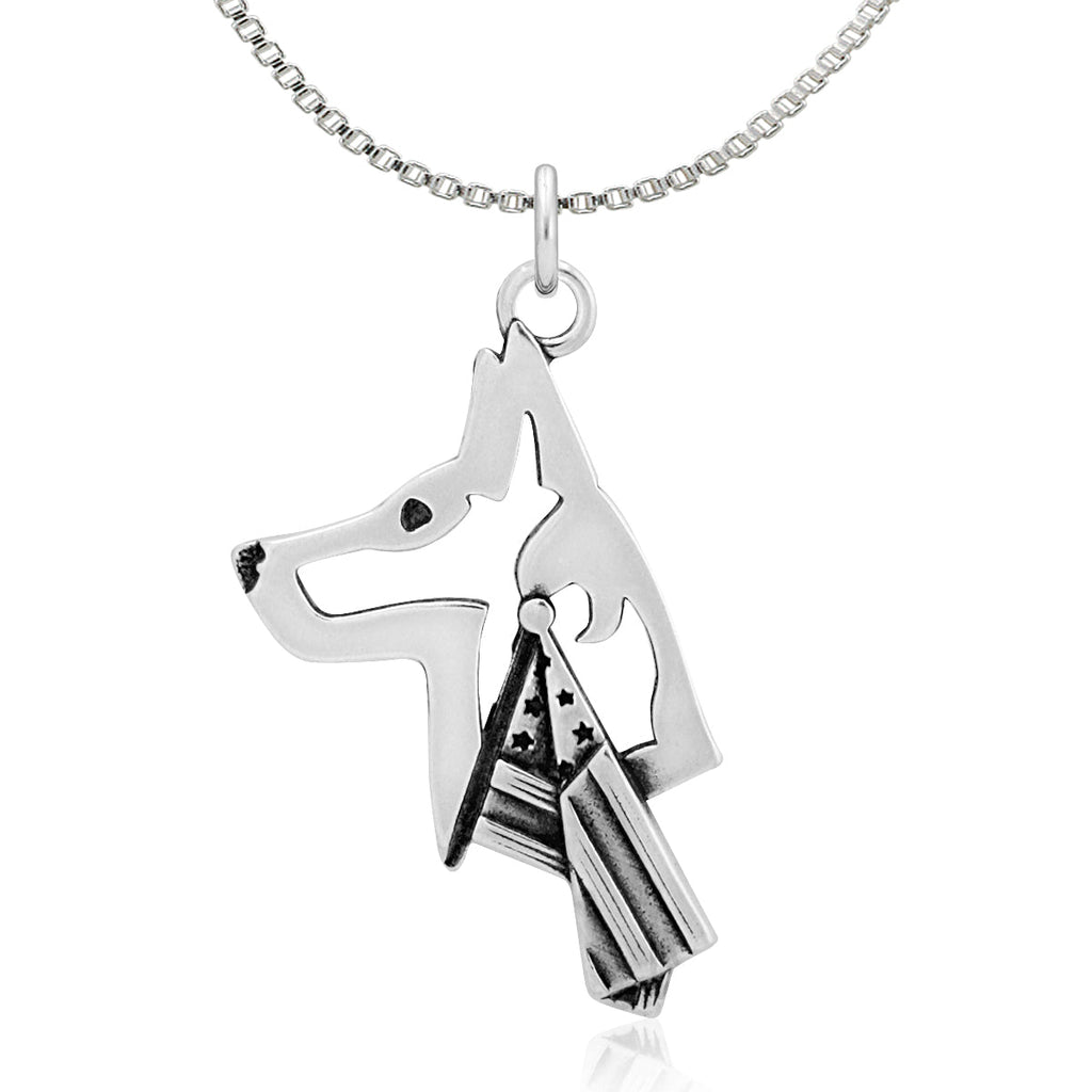 Belgian Malinois Necklace Gifts in Sterling Silver