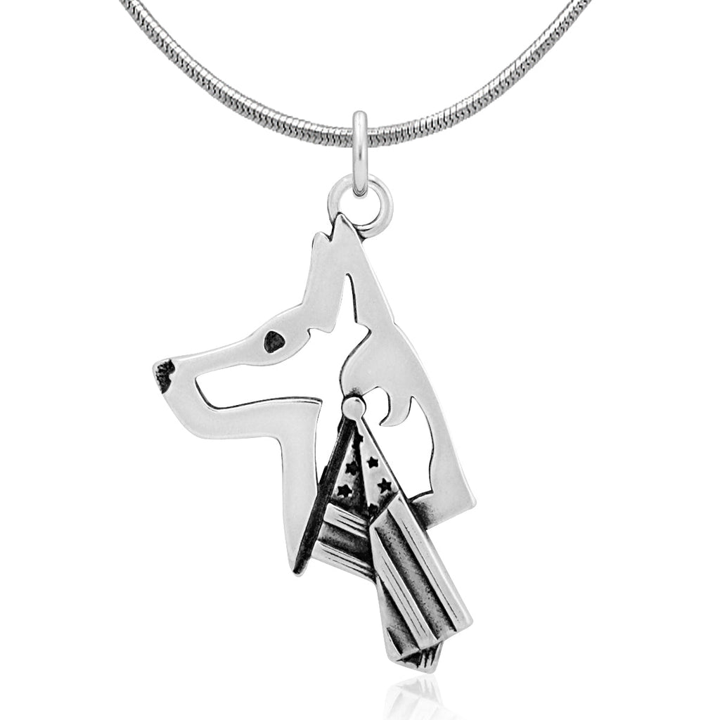 Belgian Malinois Necklace Gifts in Sterling Silver