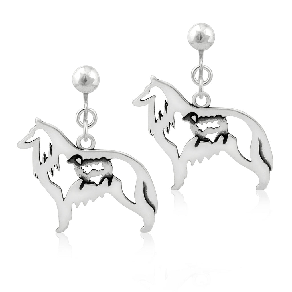 Sterling Silver Belgian Sheepdog Earrings