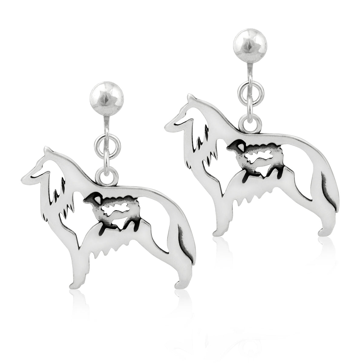 Sterling Silver Belgian Sheepdog Earrings