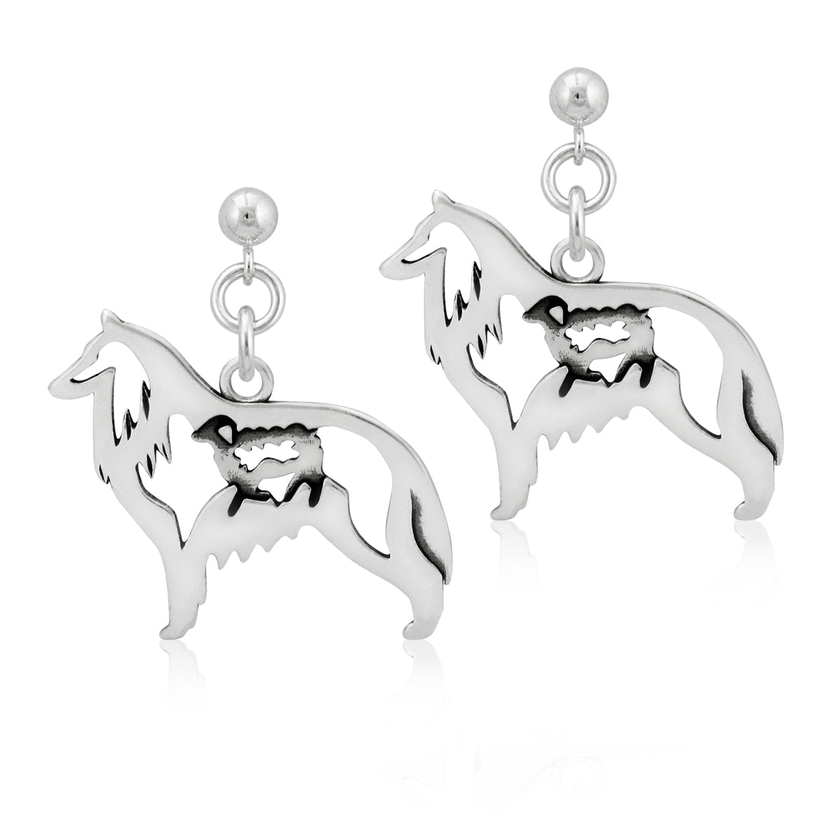 Sterling Silver Belgian Sheepdog Earrings