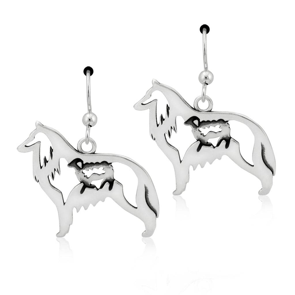 Sterling Silver Belgian Sheepdog Earrings