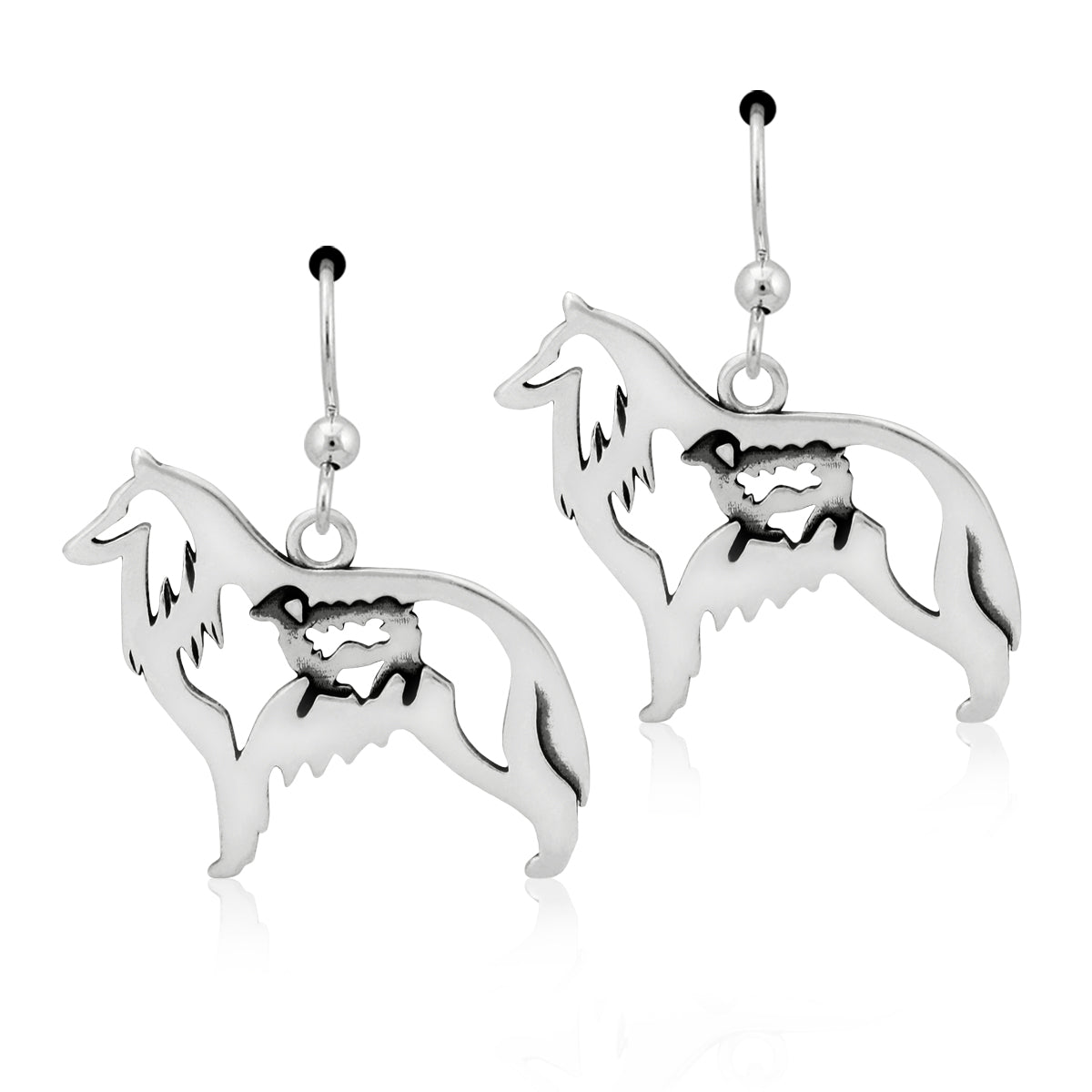 Sterling Silver Belgian Sheepdog Earrings