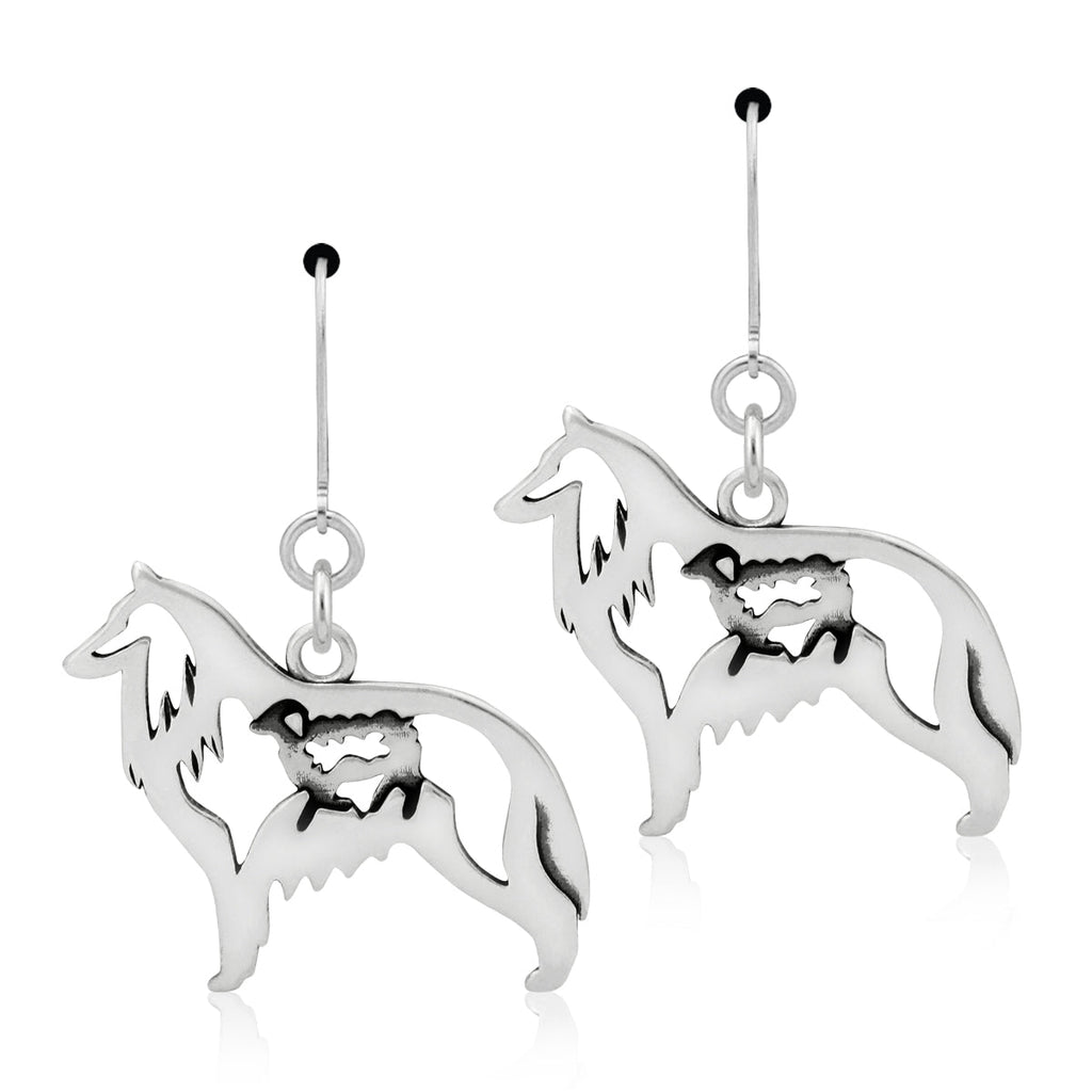 Sterling Silver Belgian Sheepdog Earrings