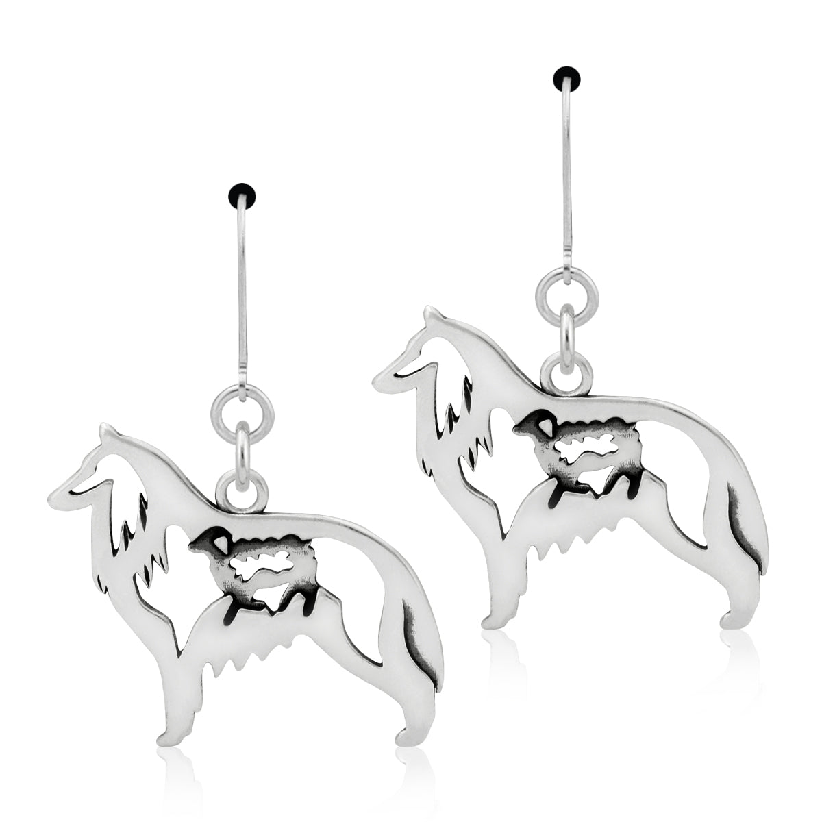 Sterling Silver Belgian Sheepdog Earrings