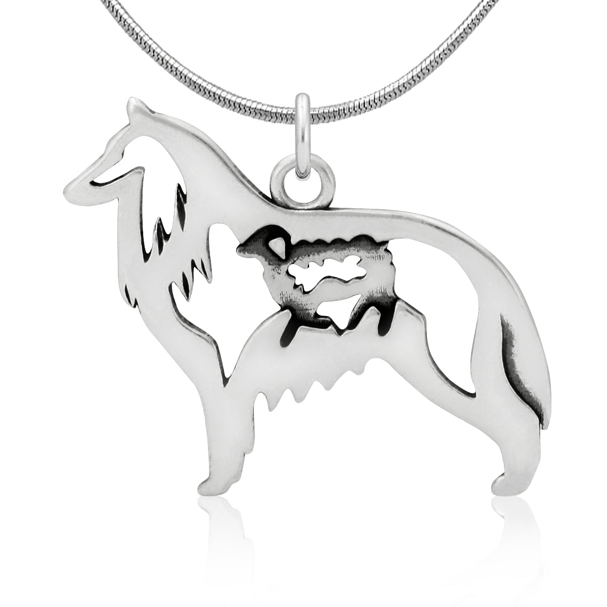 Sterling Silver Belgian Sheepdog Necklace Jewelry