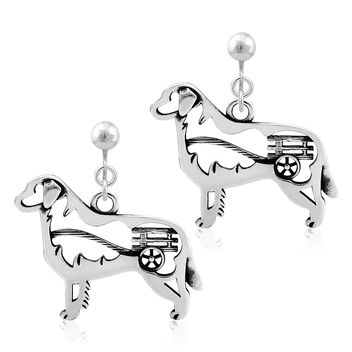 Sterling Silver Bernese Mountain Dog Earrings