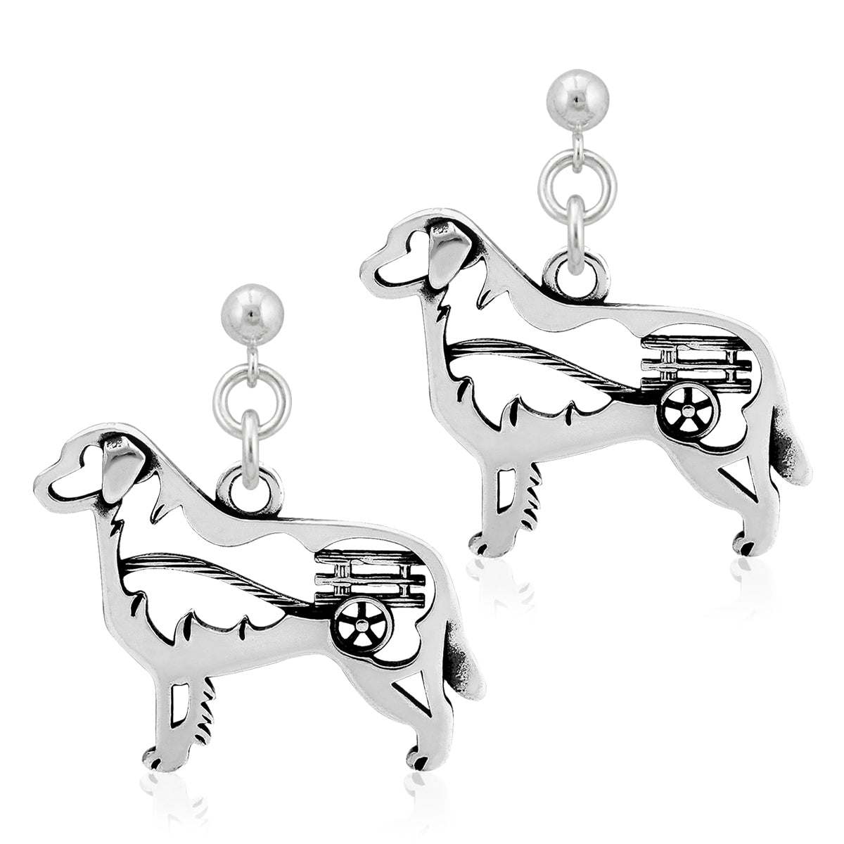 Sterling Silver Bernese Mountain Dog Earrings