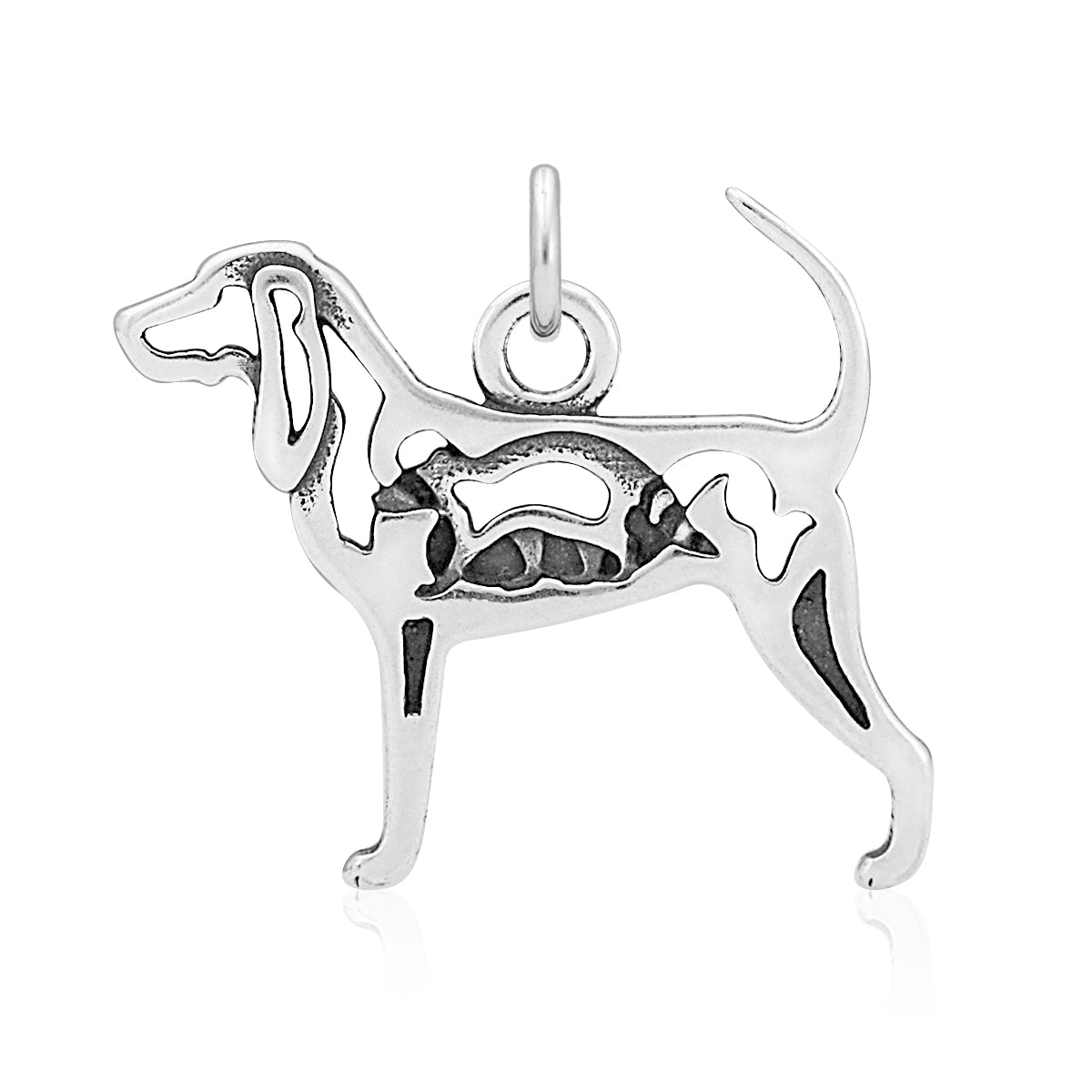 Sterling Silver Black and Tan Coonhound Necklace Jewelry