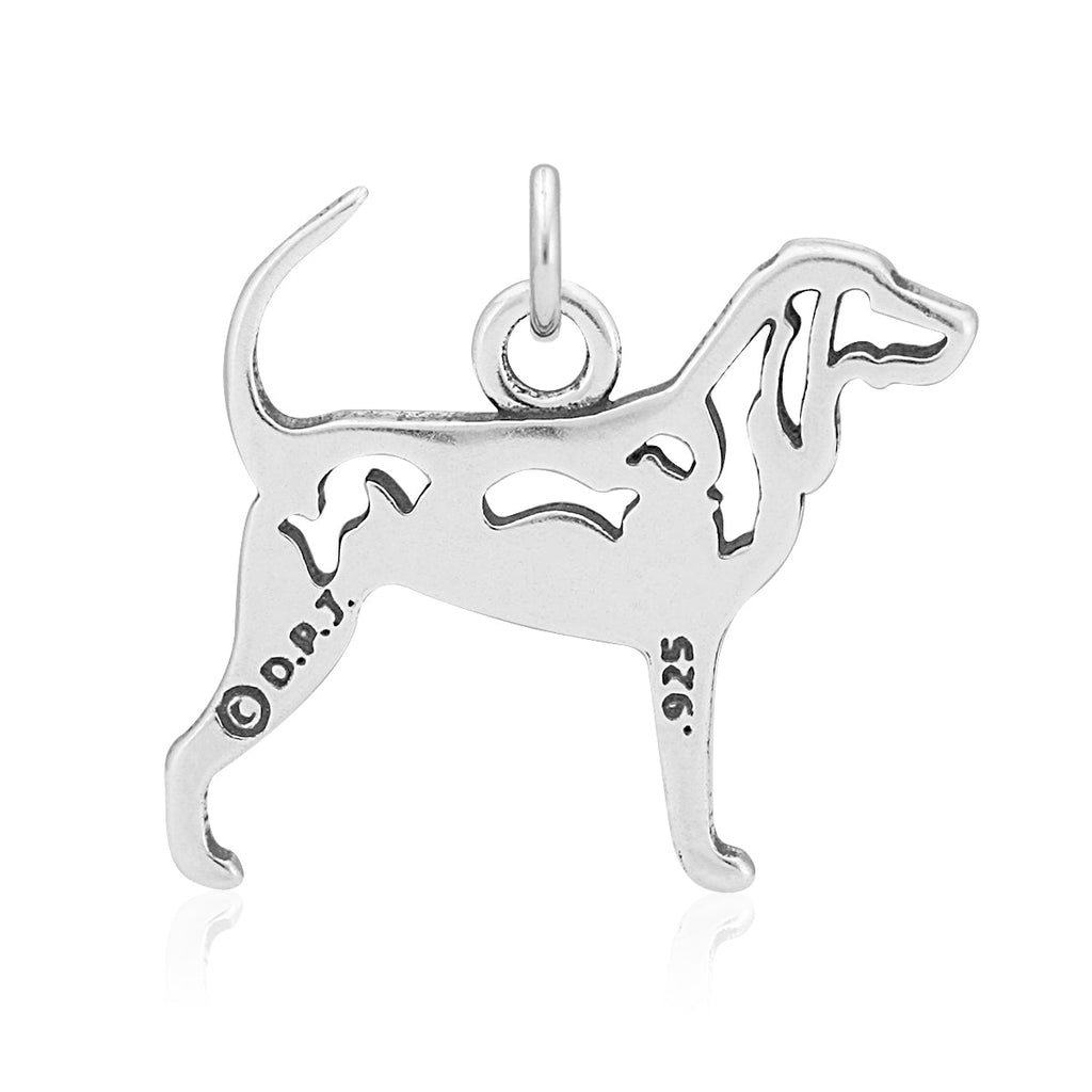 Sterling Silver Black and Tan Coonhound Necklace Jewelry