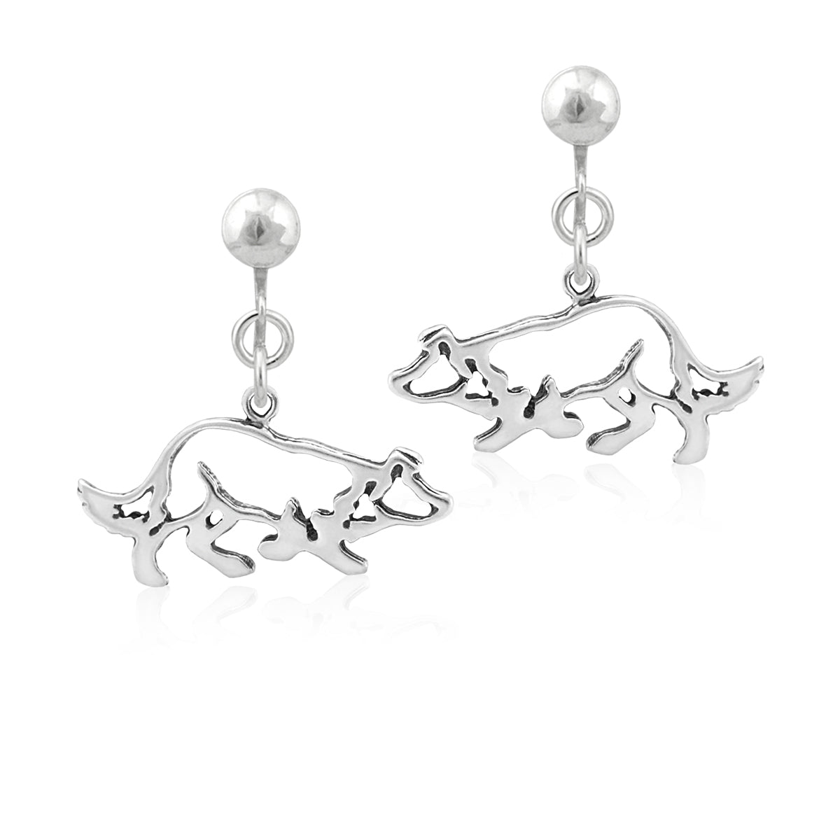 Sterling Silver Border Collie Dangle Earrings