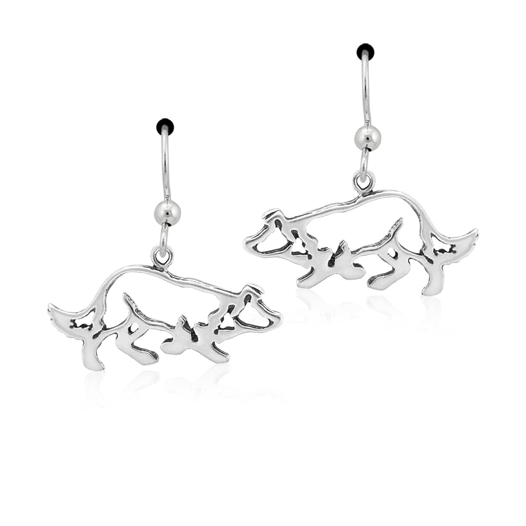 Sterling Silver Border Collie Dangle Earrings