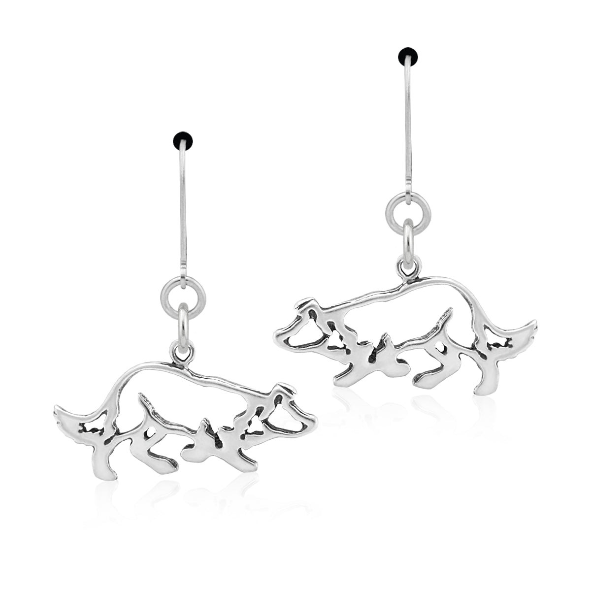 Sterling Silver Border Collie Dangle Earrings
