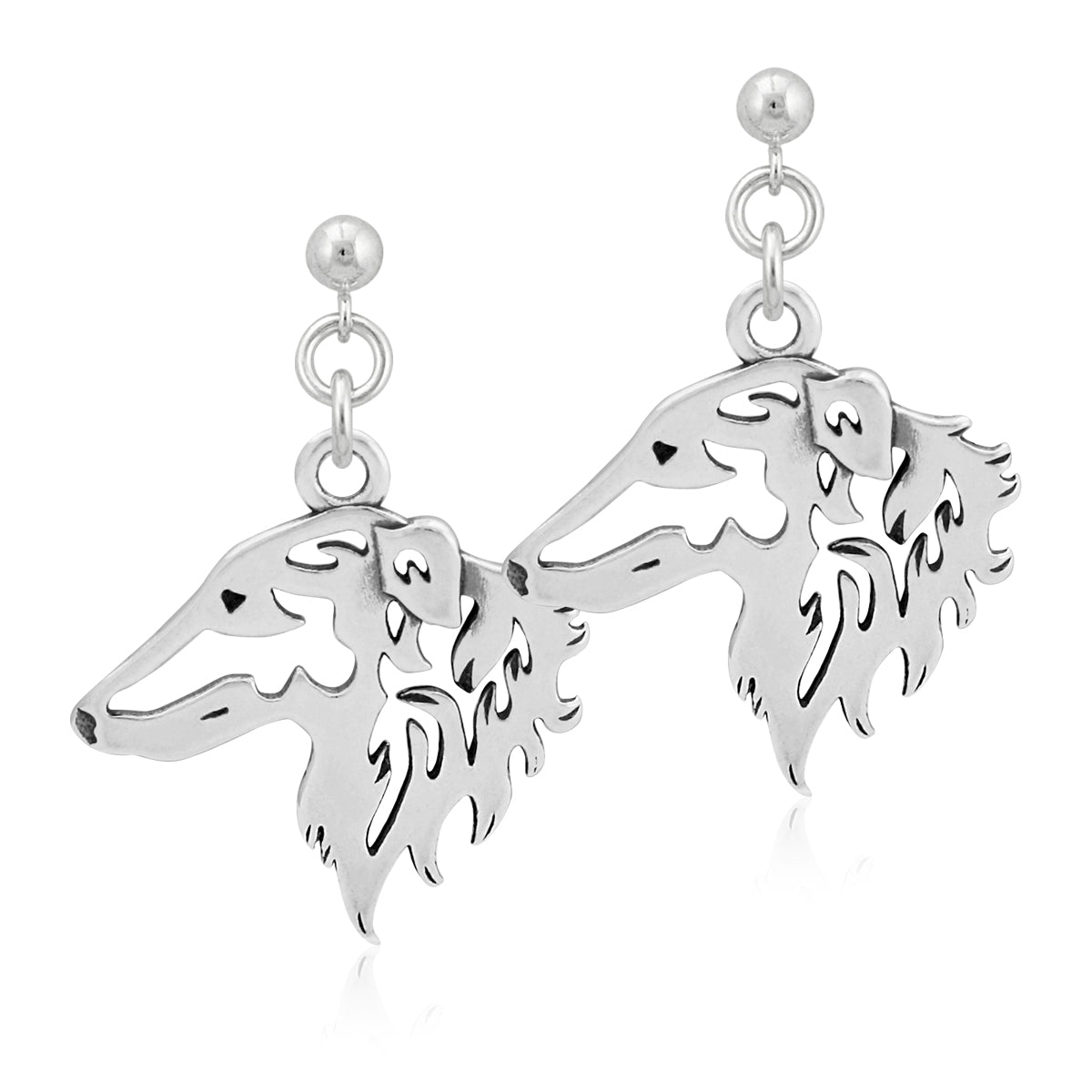 Borzoi Earrings in Sterling Silver