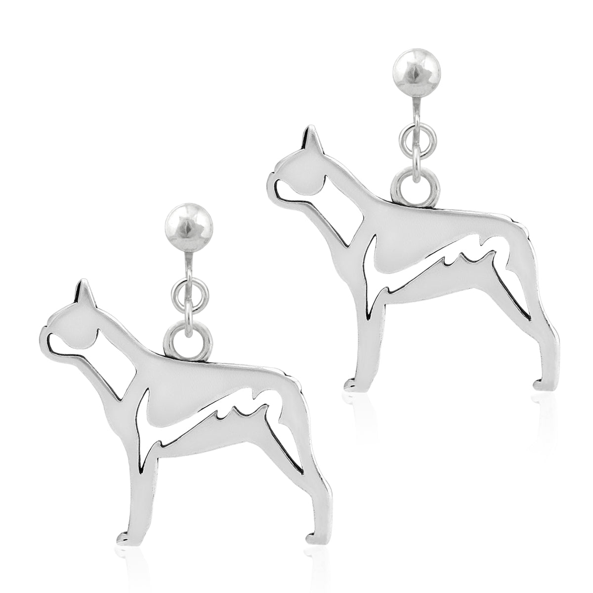 Sterling Silver Boston Terrier Earrings