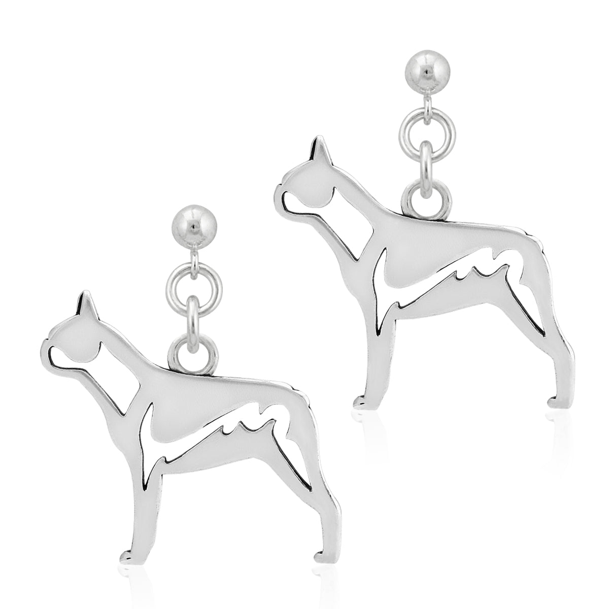 Sterling Silver Boston Terrier Earrings