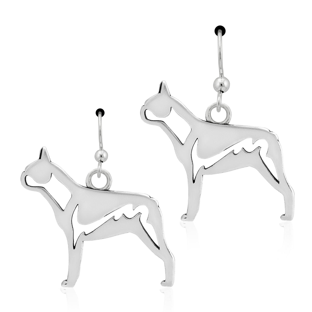Sterling Silver Boston Terrier Earrings