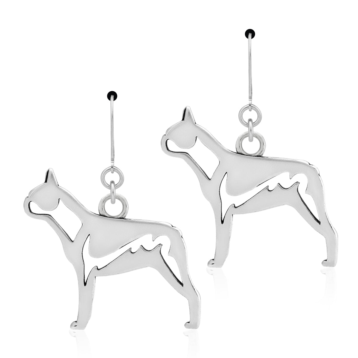 Sterling Silver Boston Terrier Earrings