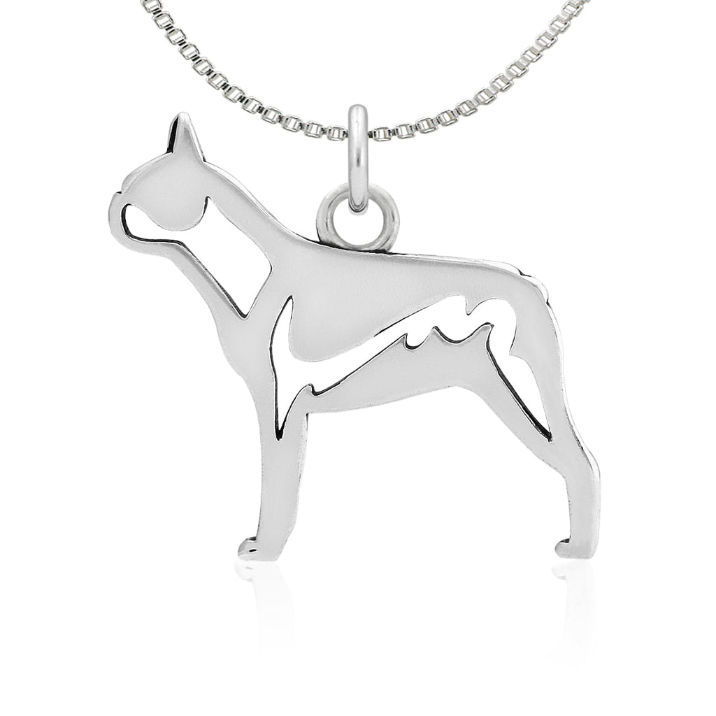 Sterling Silver Boston Terrier Necklace Jewelry