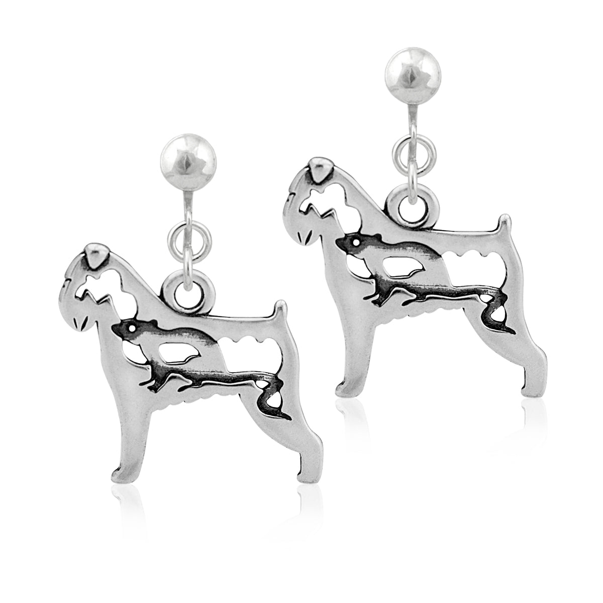 Sterling Silver Brussels Griffon Earrings, Rough Coat