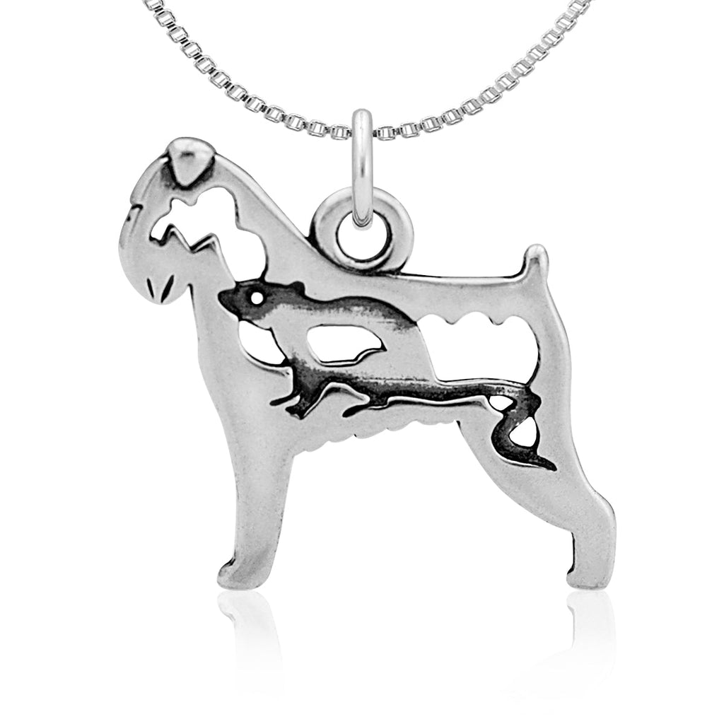 Sterling Silver Brussels Griffon Necklace Jewelry, Rough Coat