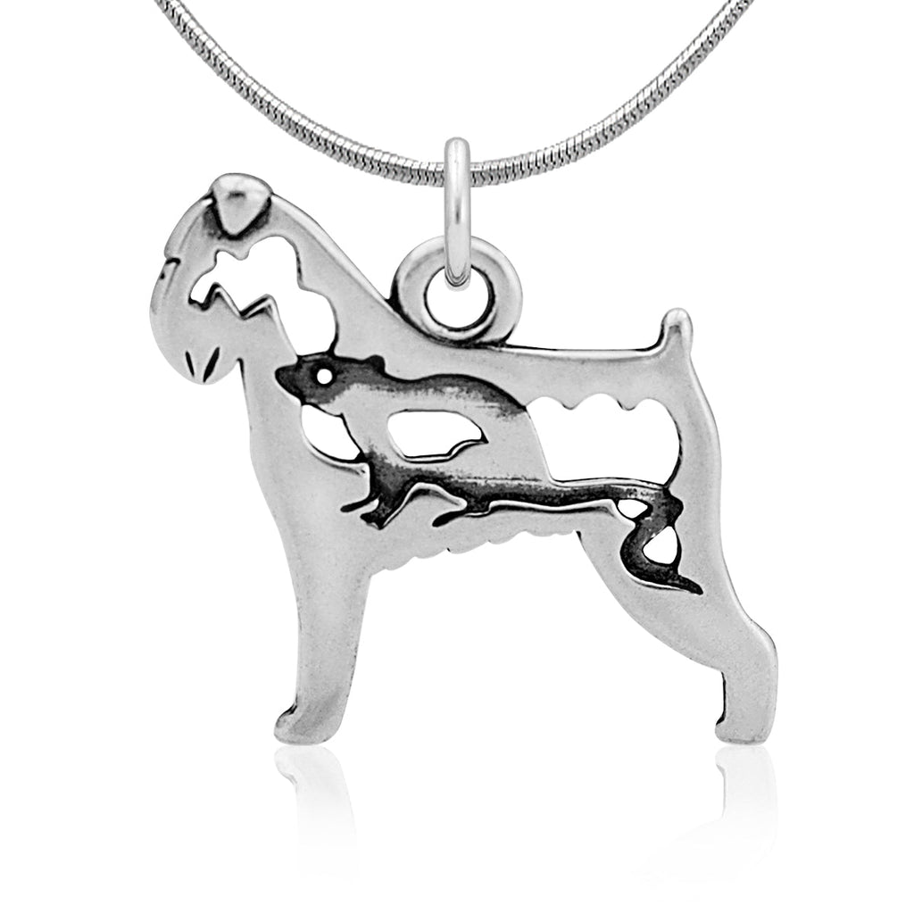Sterling Silver Brussels Griffon Necklace Jewelry, Rough Coat