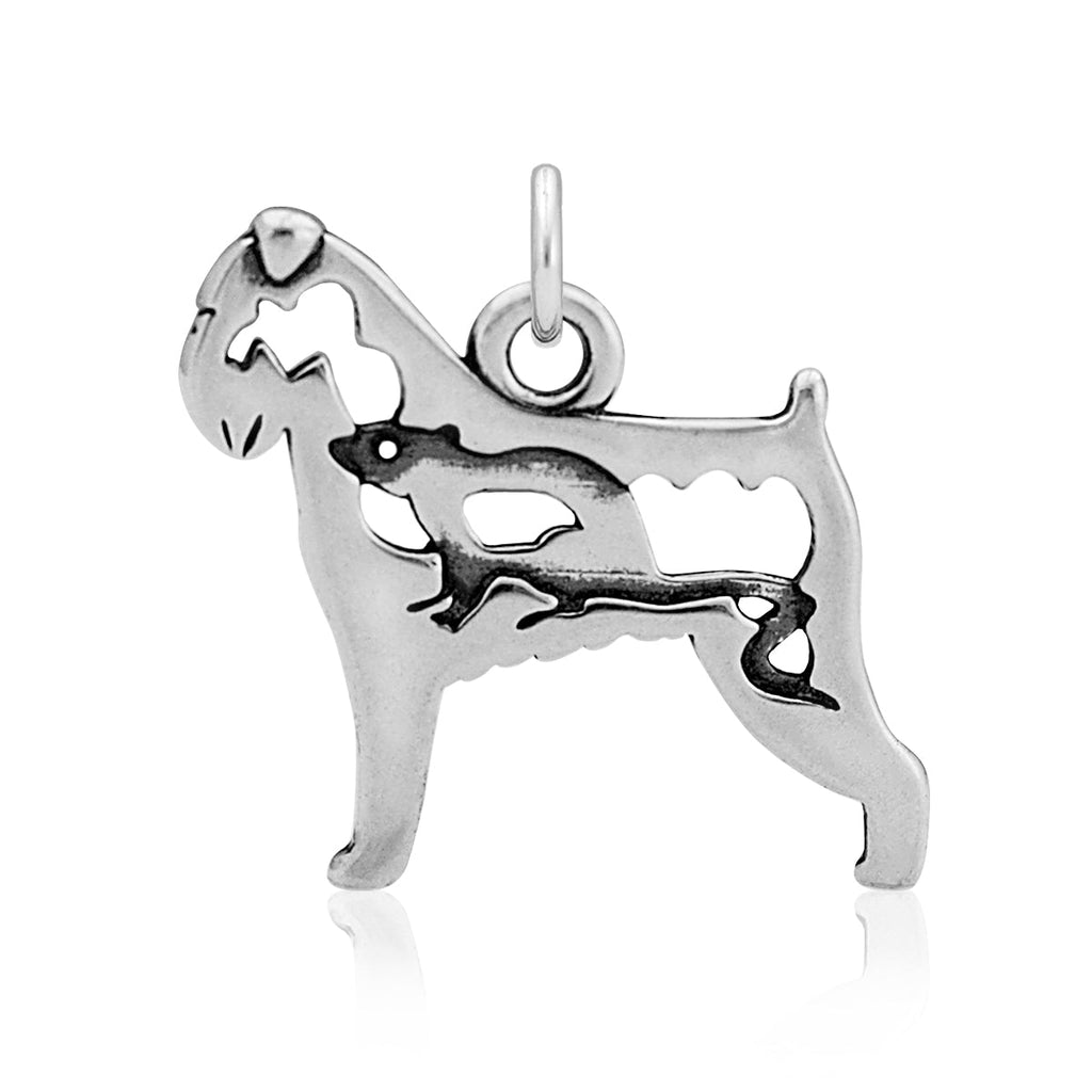 Sterling Silver Brussels Griffon Necklace Jewelry, Rough Coat