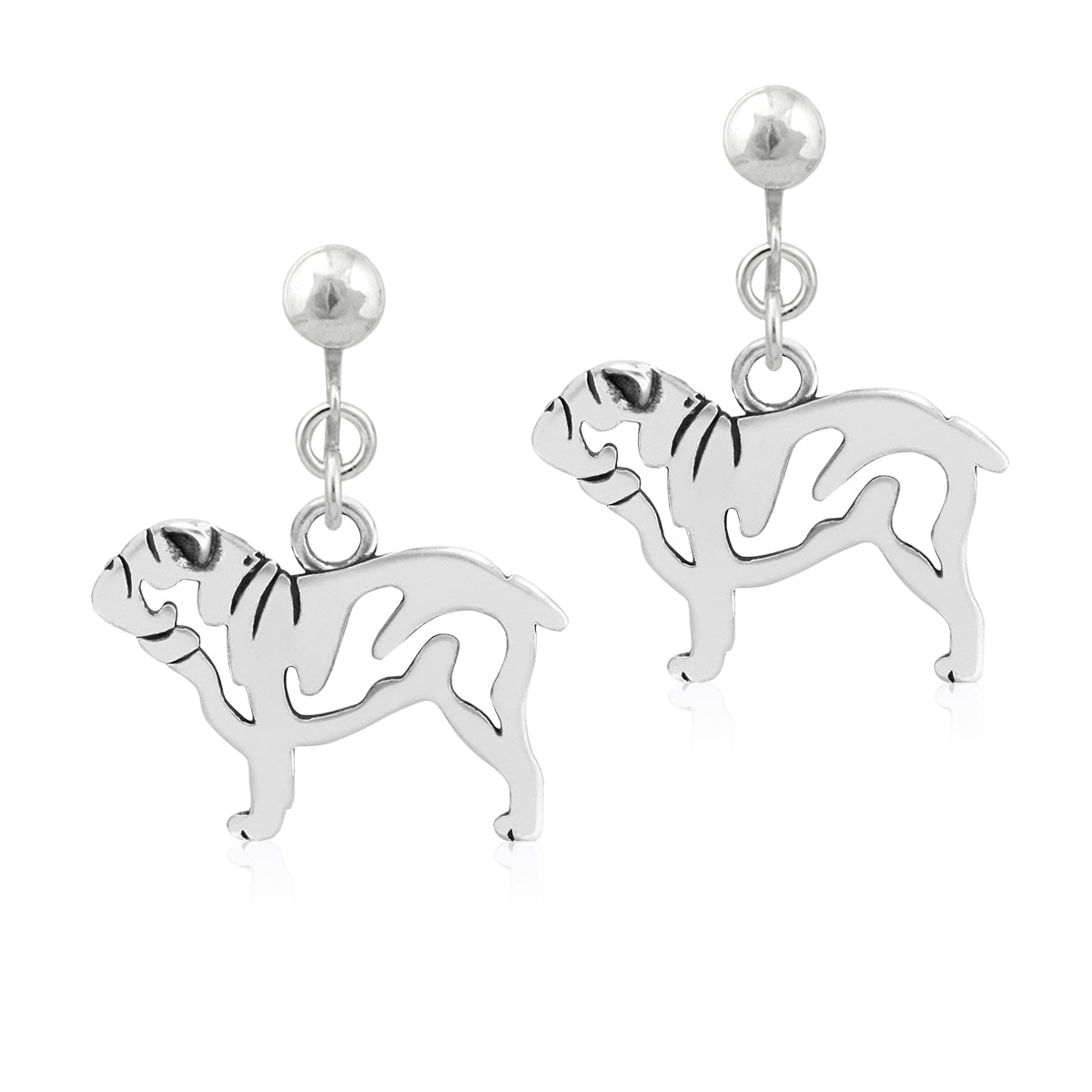 Sterling Silver Bulldog Earrings