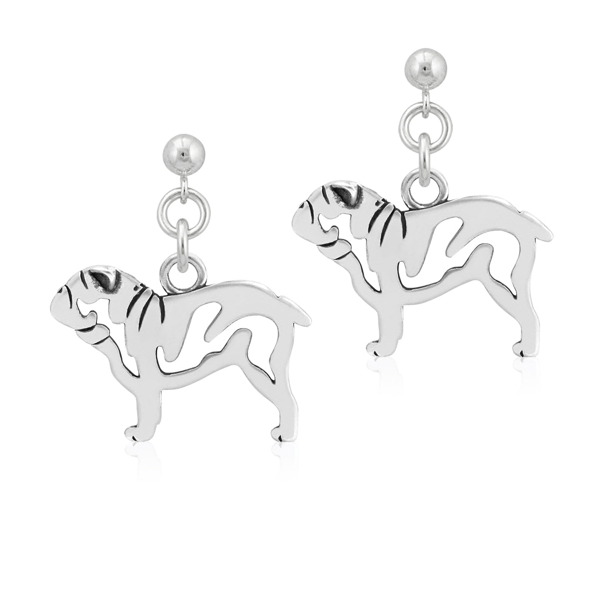 Sterling Silver Bulldog Earrings
