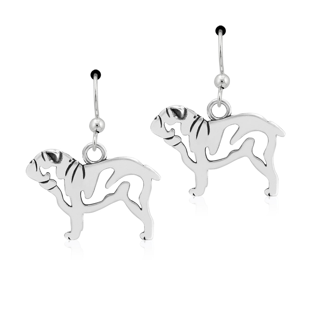 Sterling Silver Bulldog Earrings