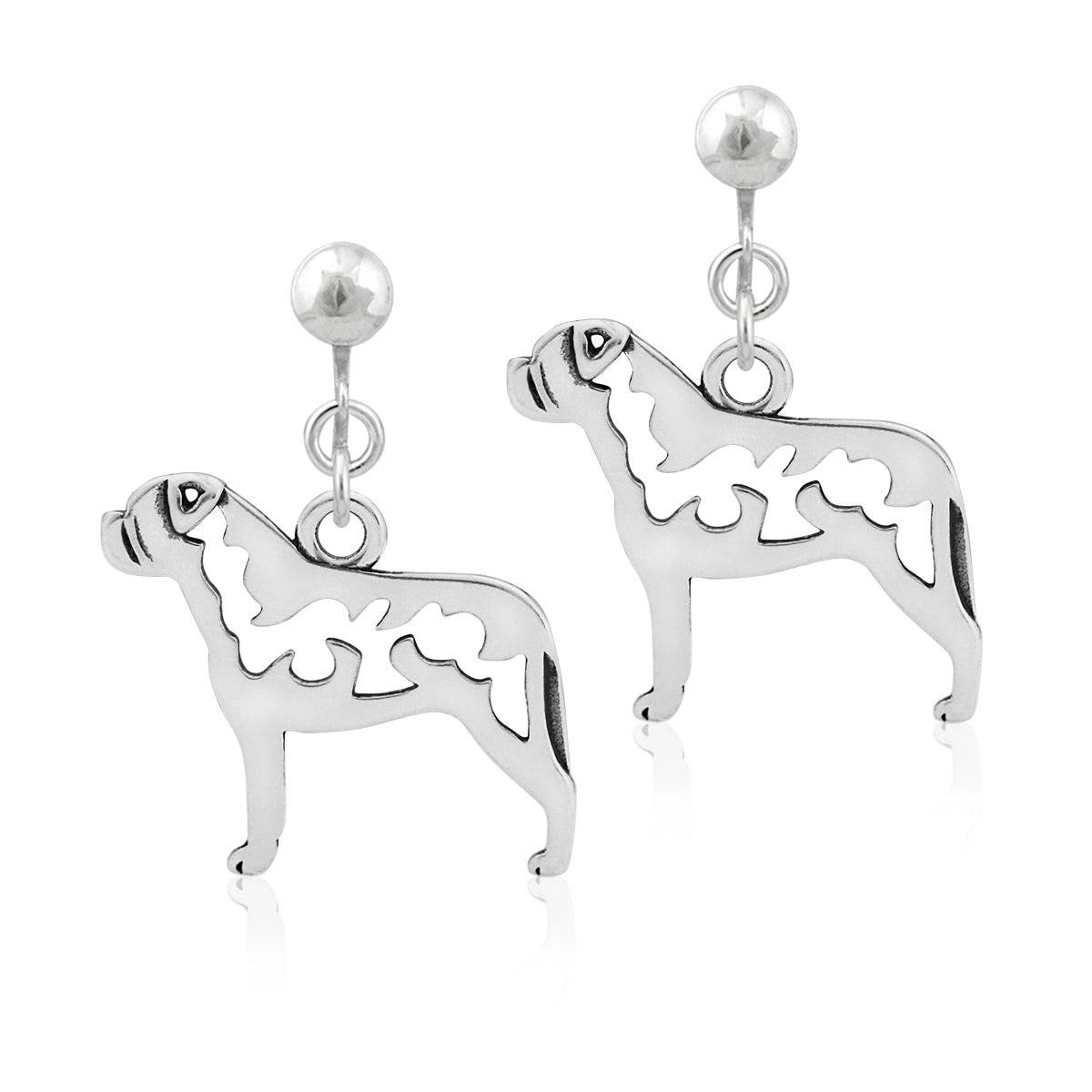 Sterling Silver Bullmastiff Earrings
