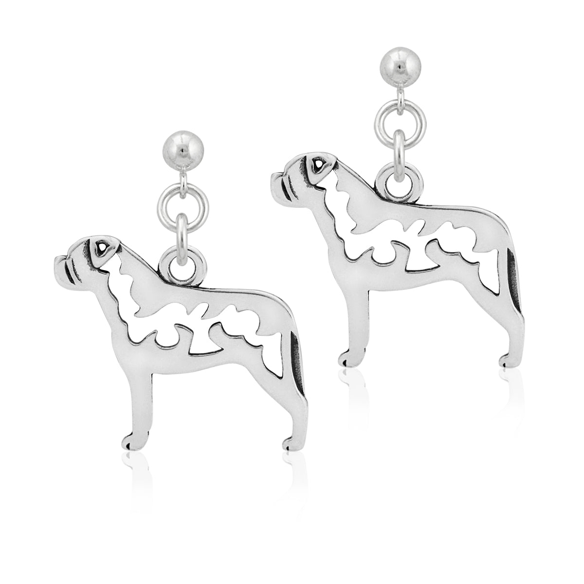 Sterling Silver Bullmastiff Earrings
