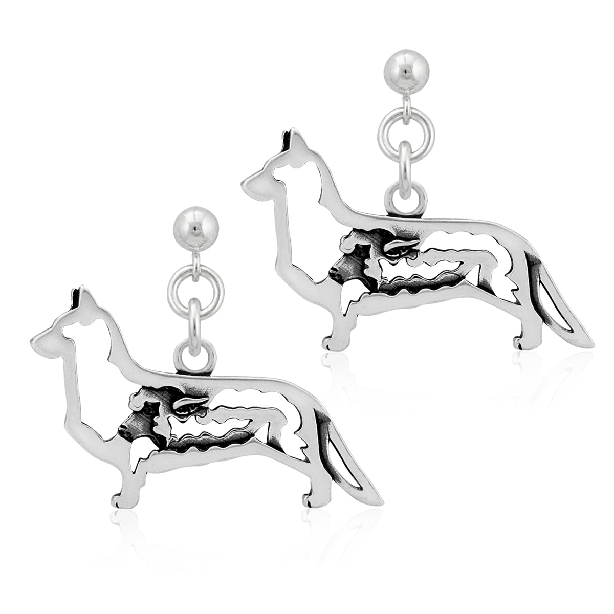 Sterling Silver Cardigan Welsh Corgi Earrings