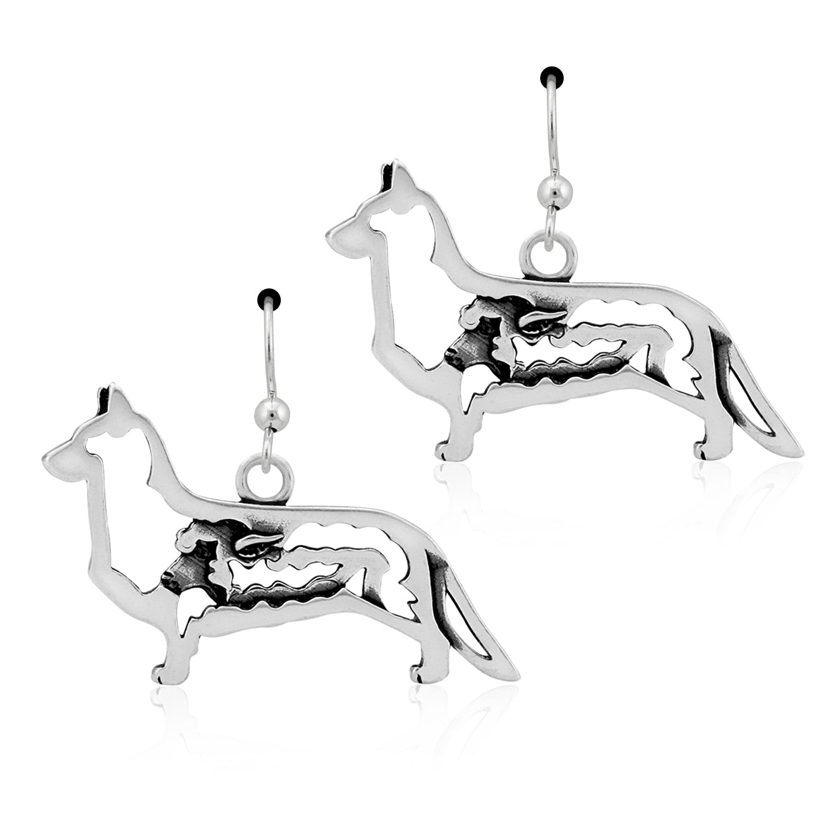 Sterling Silver Cardigan Welsh Corgi Earrings