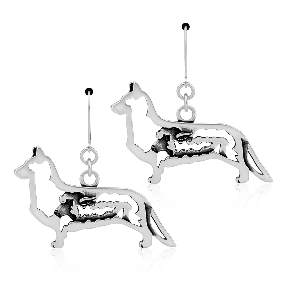 Sterling Silver Cardigan Welsh Corgi Earrings