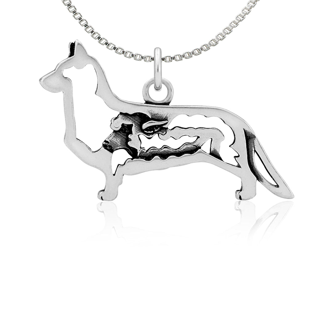 Sterling Silver Cardigan Welsh Corgi Necklace Jewelry