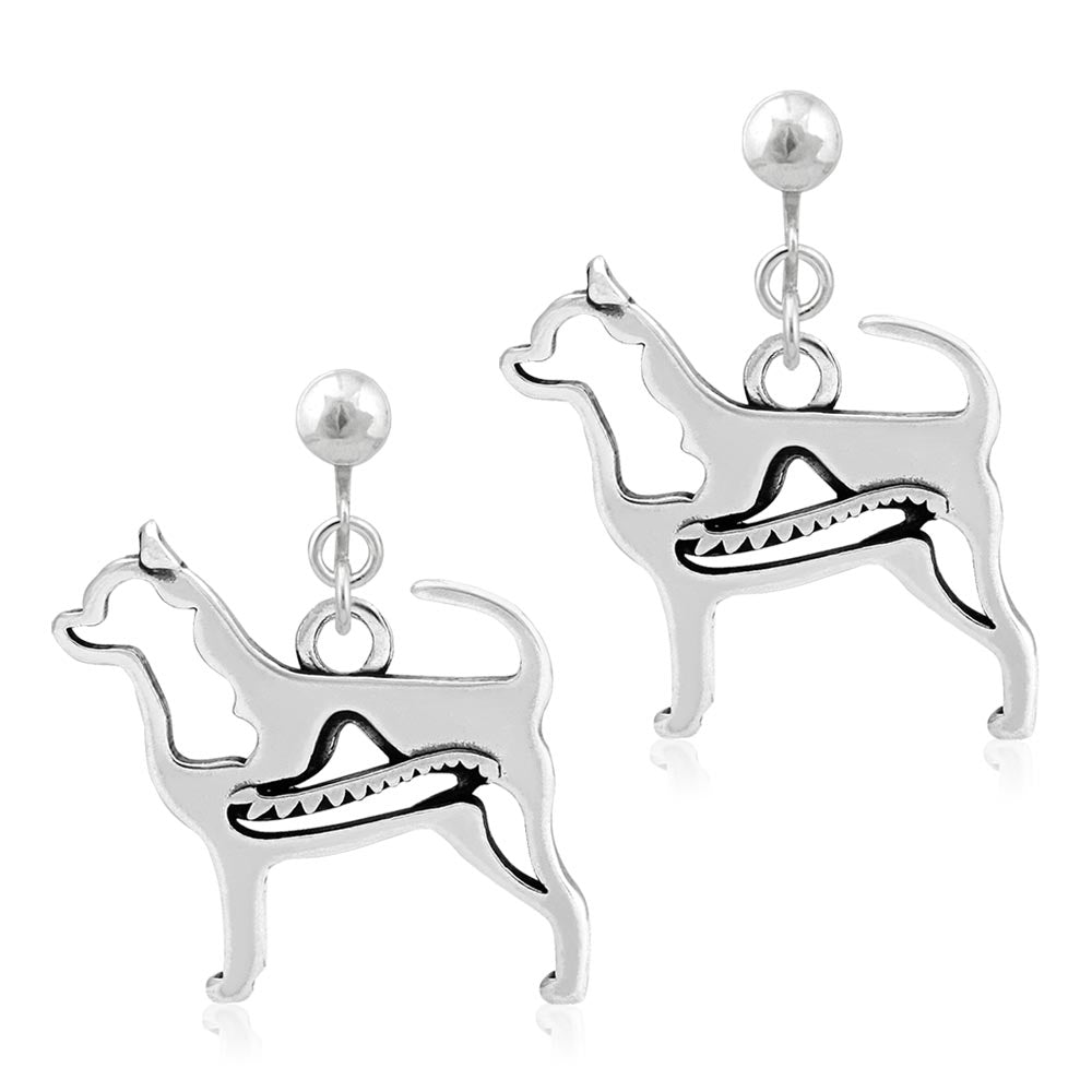 Sterling Silver Chihuahua Earrings, Smooth Coat