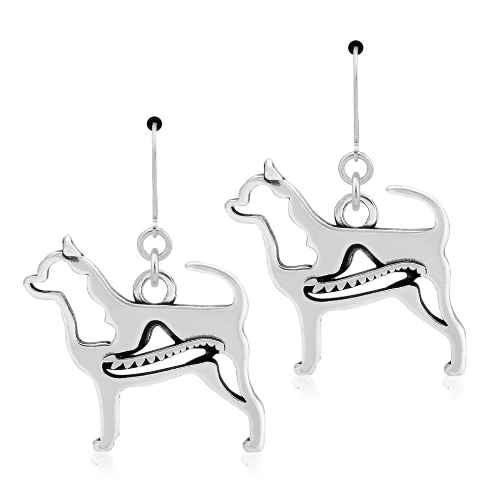 Sterling Silver Chihuahua Earrings, Smooth Coat