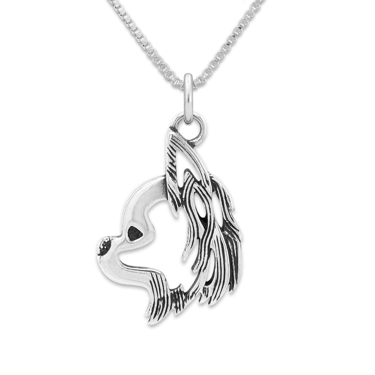 Chihuahua Necklace in Sterling Silver, Longhaired