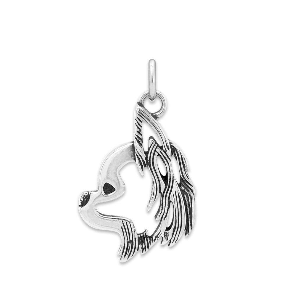 Chihuahua Necklace in Sterling Silver, Longhaired