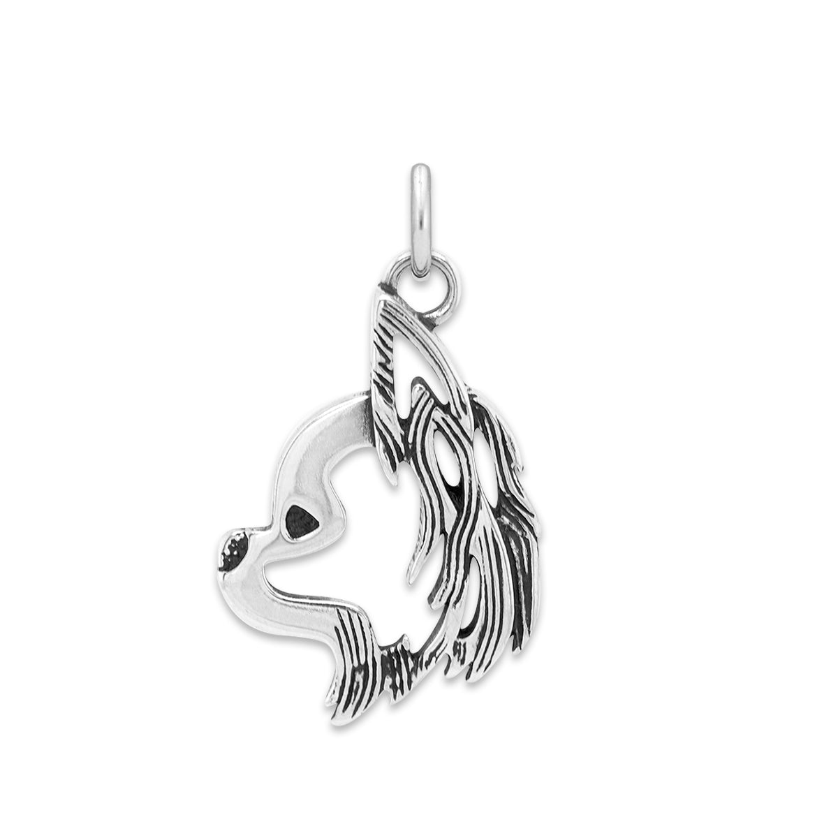 Chihuahua Necklace in Sterling Silver, Longhaired