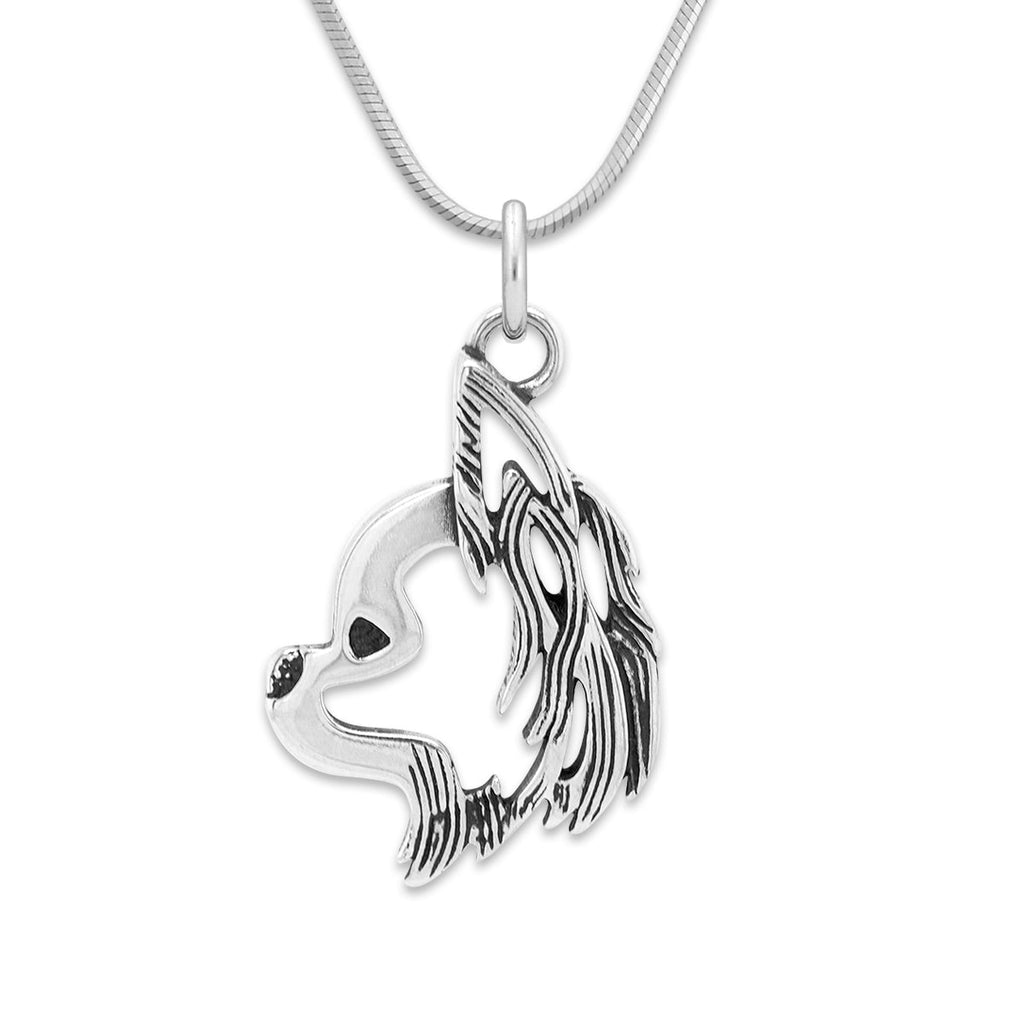 Chihuahua Necklace in Sterling Silver, Longhaired