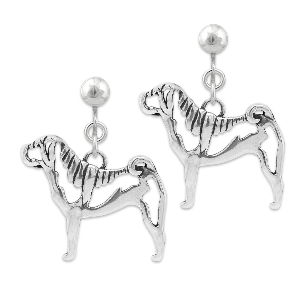 Sterling Silver Chinese Shar Pei Earrings