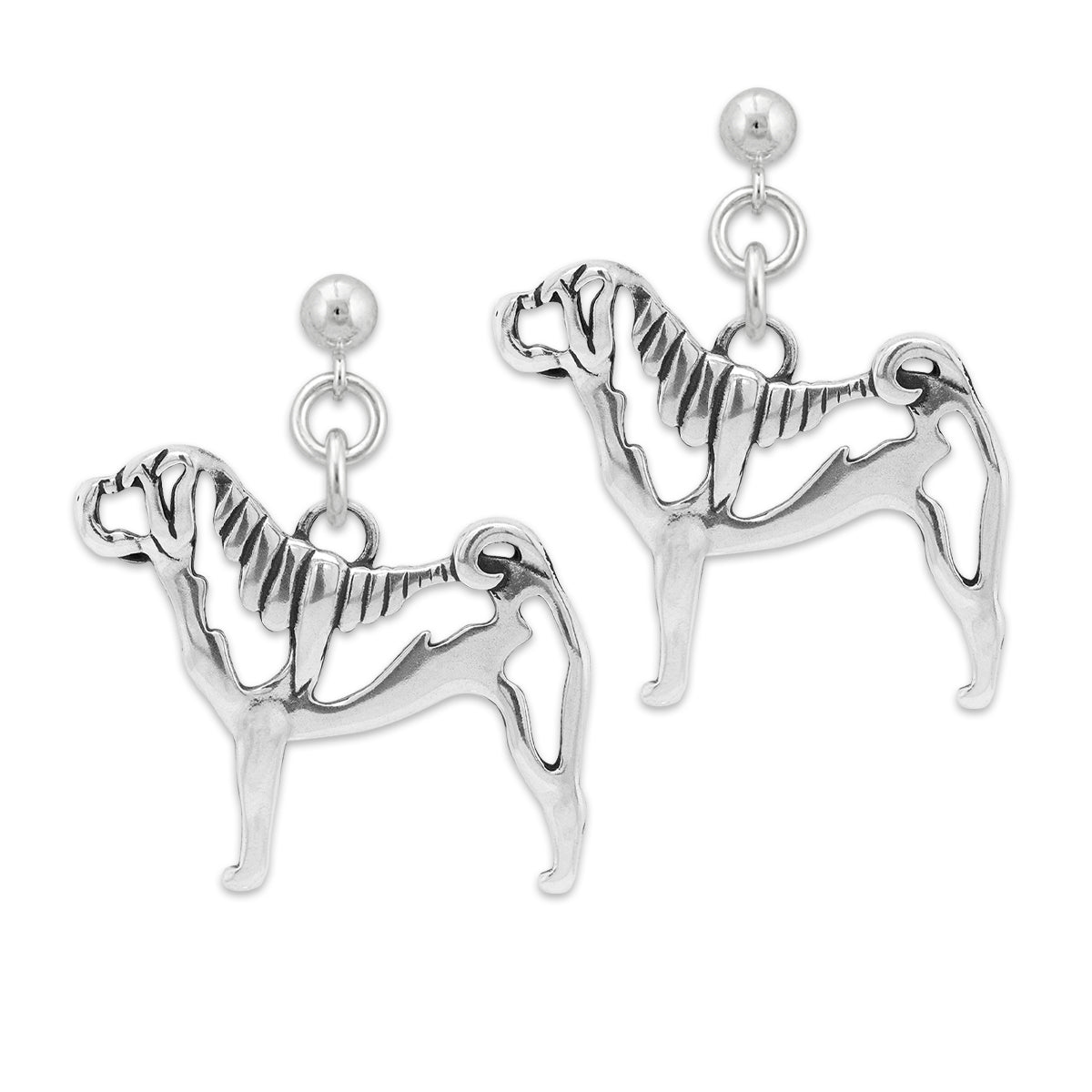 Sterling Silver Chinese Shar Pei Earrings
