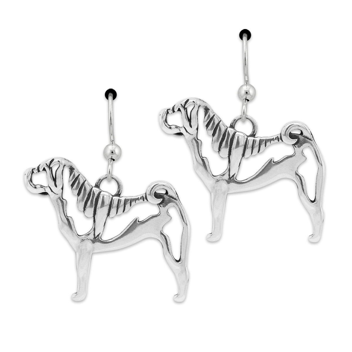 Sterling Silver Chinese Shar Pei Earrings