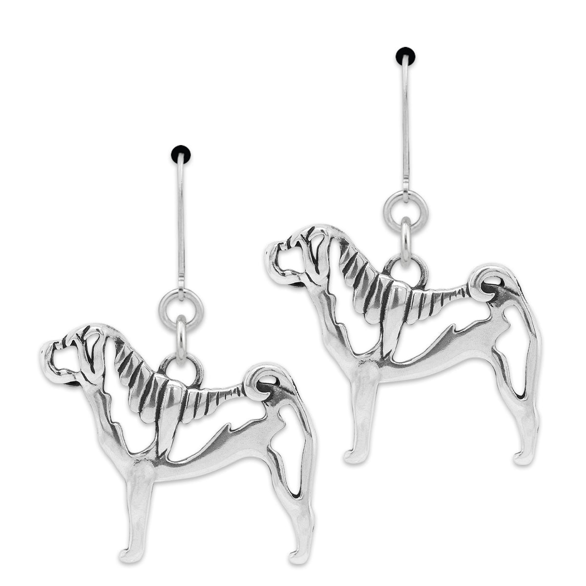 Sterling Silver Chinese Shar Pei Earrings