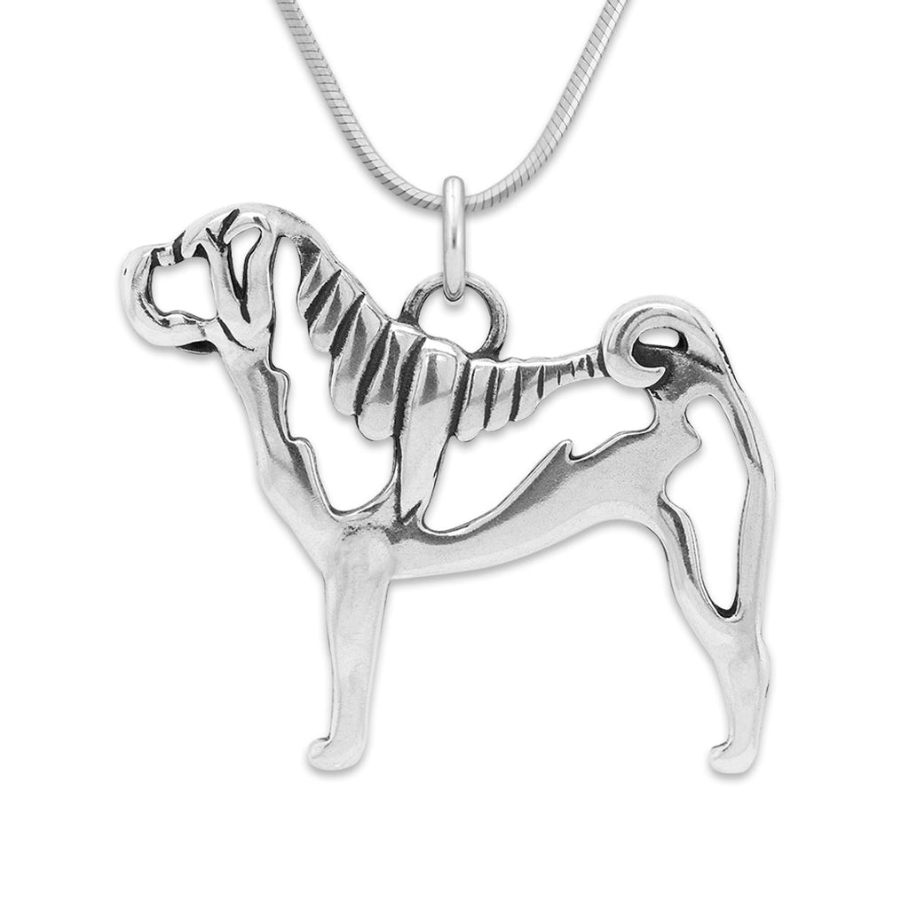 Sterling Silver Chinese Shar Pei Necklace Jewelry