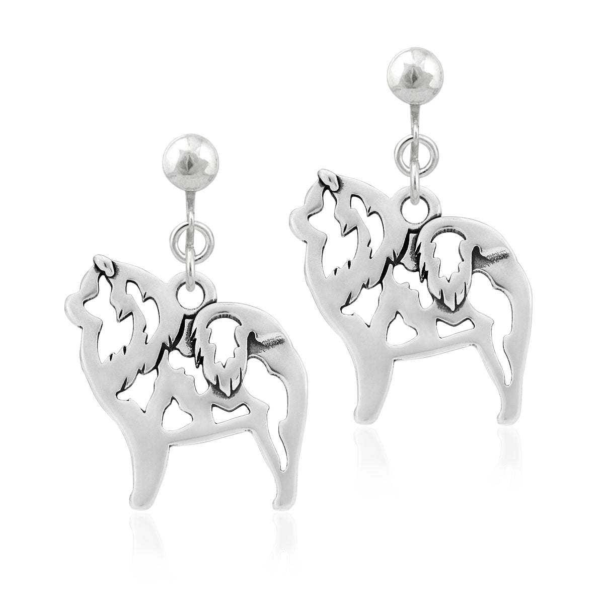 Sterling Silver Chow Chow Earrings