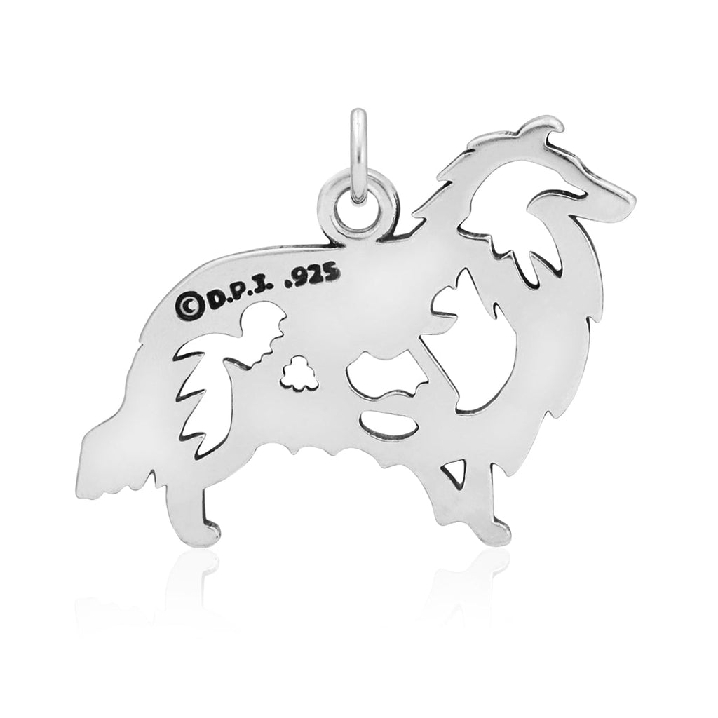 Sterling Silver Collie Necklace Jewelry, Rough Coat