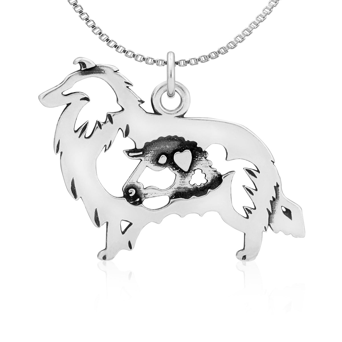 Sterling Silver Collie Necklace Jewelry, Rough Coat